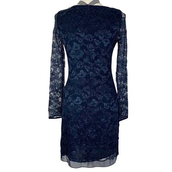DVF Diane Von Furstenberg New Zarita Lace Dress Size Small Long Sleeve Navy Blue - Picture 3 of 16